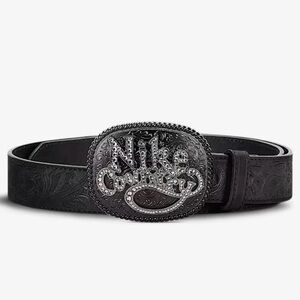 Nike Country Men's Rhinestone Plaque Buckle Embossed Leather Belt - Size XL